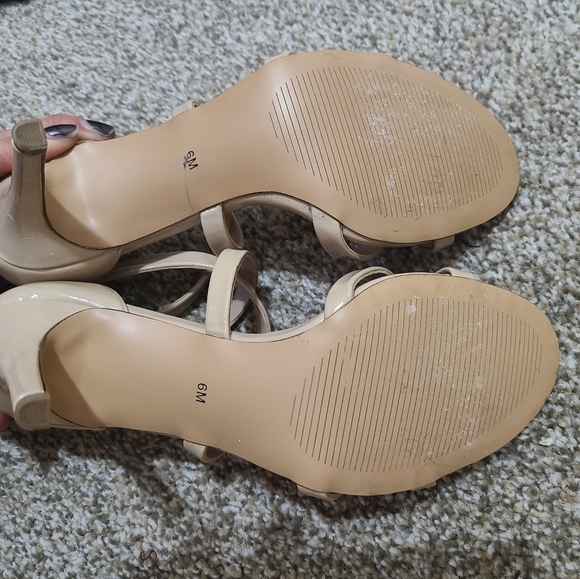 Neiman Marcus Patent Nude Strappy Heeled Sandals - Picture 6 of 6